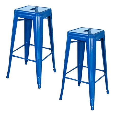 Amerihome Loft Blue 30 in. Metal Bar Stool, PK2 BS030BL2PK